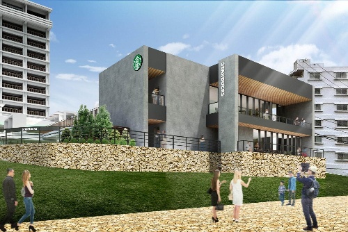 スターバックス コーヒー 沖縄本部町店 - 琉球松テーブルや漂流物アート設置の地域特化店舗コピー