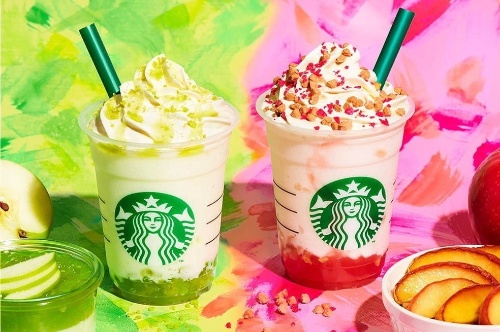 スタバの新作「グリーン アップル ジェリー／ベイクド アップル ピンク フラペチーノ」限定発売