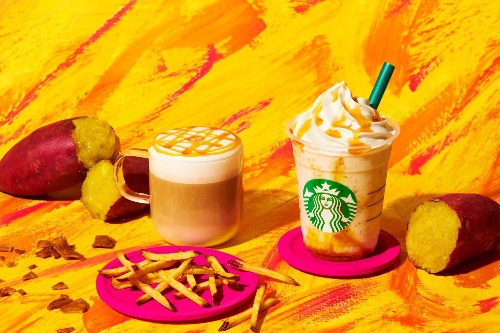 スターバックス、スイート ポテトの“黄金”フラペチーノ＆マキアート - 芋けんぴをそのままブレンドコピー
