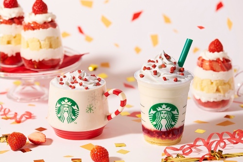 スターバックス「メリーストロベリー ケーキ フラペチーノ」味も見た目もクリスマスケーキ