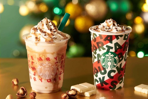 スターバックス「ナッティ ホワイト チョコレート フラペチーノ」クリスマスイルミネーションをイメージ