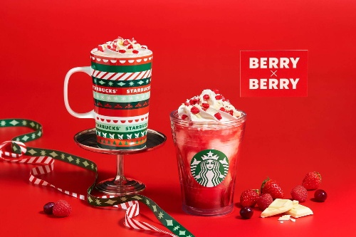 スターバックス「ベリー×ベリー レアチーズ フラペチーノ」レアチーズ風味の真っ赤なクリスマスドリンクコピー