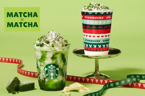 スターバックス「抹茶×抹茶 ホワイト チョコレート フラペチーノ」緑のマーブル模様を描く限定ドリンク