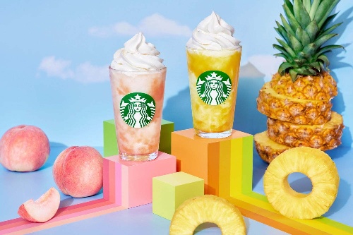 スターバックス新作「GO パイナップル フラペチーノ」「GO ピーチ フラペチーノ」