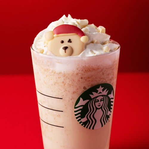 スターバックスのクリスマス限定“サンタベア”チョコレートのカスタマイズ、全フラペチーノ対象コピー