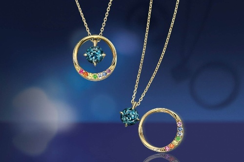 スタージュエリー“幻の虹”着想限定3WAYネックレス、ブルートパーズと煌めく7色のカラーストーン