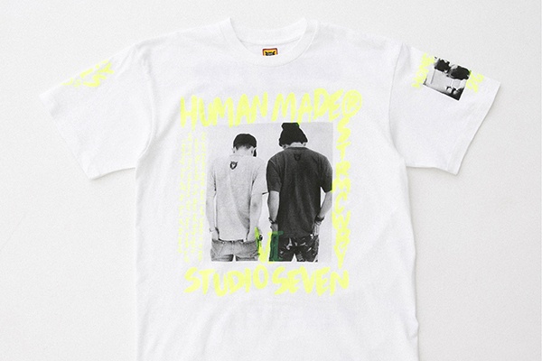 スタジオ セブン×ヒューマンメイドの限定Tシャツ、EXILE NAOTO&NIGOの写真やロゴ入り