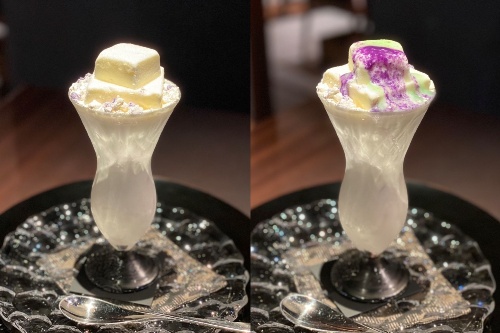 ジョウタロウ サイトウ カフェから“まっ白”な夏限定メロンパフェ、鮮やかフルーツソースをトッピング