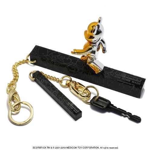 ジャムホームメイド×ベアブリック、金のベアブリックフェイス付きがま口財布＆ホテルキーホルダーコピー