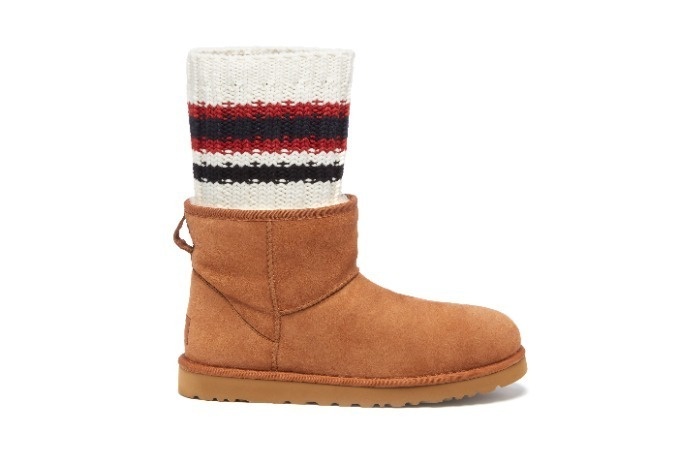 UGG x sacaiのコラボブーツ、クラシックな羊革モデルにニット素材をドッキング