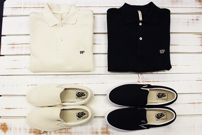 Scye×VANS、手編みのような素材”鬼鹿の子”のシューズとポロシャツ - ネイビーと白の2色でコピー