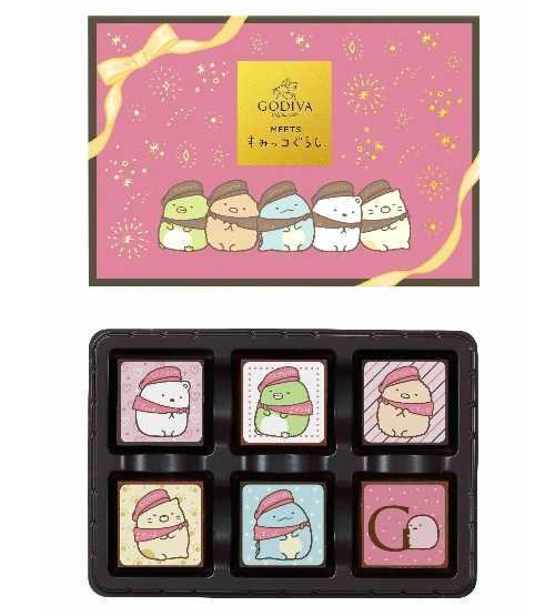 ゴディバ「すみっコぐらし」バレンタインチョコレートセット、“ハート”モチーフのポーチ付きコピー