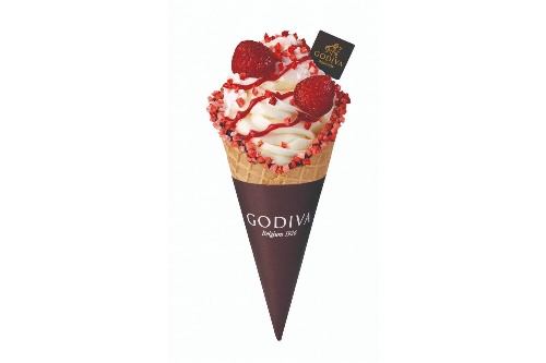 ゴディバ限定スイーツ「メガパフェ」約1.6倍ソフトクリーム、チョコやストロベリーを飾ってコピー