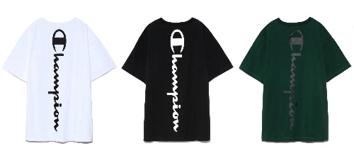 フレイ アイディー×チャンピオンのTシャツ＆ワンピース、袖や背面にロゴを配してコピー