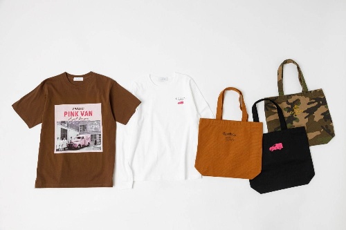 アダム エ ロペ×ゴディバの”チョコ色”Tシャツ、ピンクのバンのグラフィック入りコピー