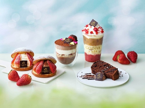 ゴディバ カフェ春の新作、ホワイトチョコ×苺×アールグレイのティードリンクや苺チョコマリトッツォコピー