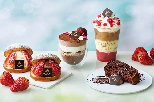 ゴディバ カフェ春の新作、ホワイトチョコ×苺×アールグレイのティードリンクや苺チョコマリトッツォ