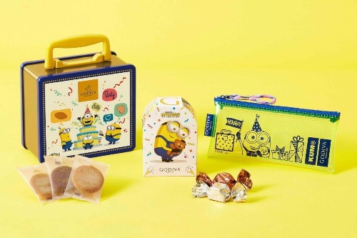 ゴディバ×ミニオン“パーティーを楽しむキャラ”パッケージの限定チョコアソート＆焼き菓子セット