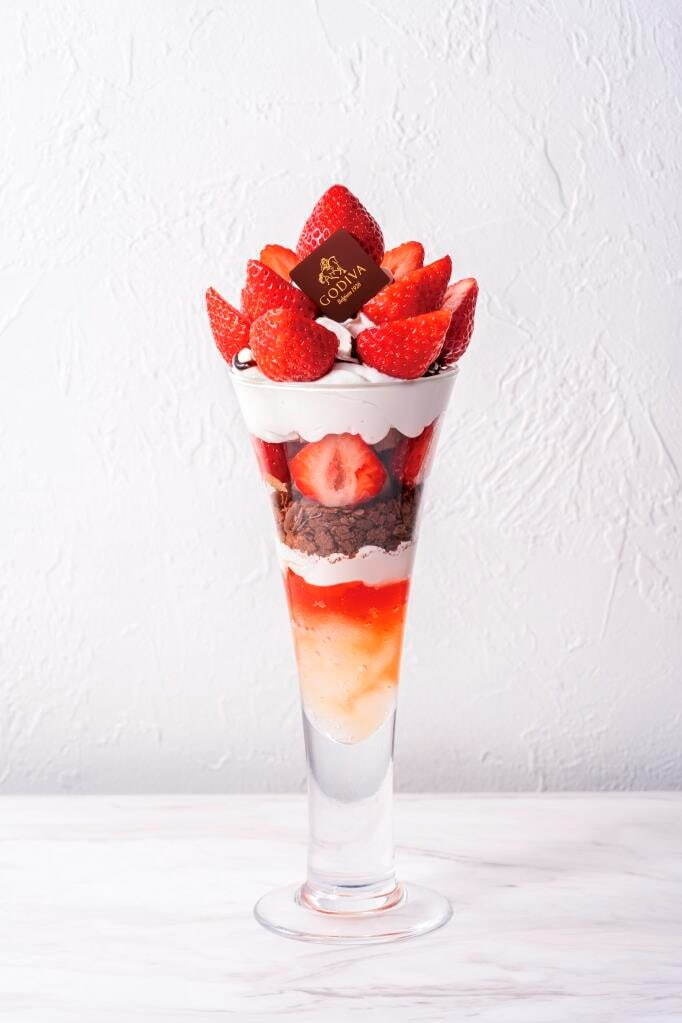 ゴディバカフェの春限定メニュー、いちご&バナナのチョコレートパフェやフレンチトーストコピー ゴディバカフェの春限定メニュー、いちご&バナナのチョコレートパフェやフレンチトーストコピー