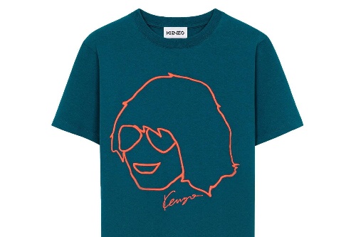 ケンゾー"高田賢三の似顔絵"を刺繍した新作Tシャツ、ブルーやグリーンのカラフルボディ