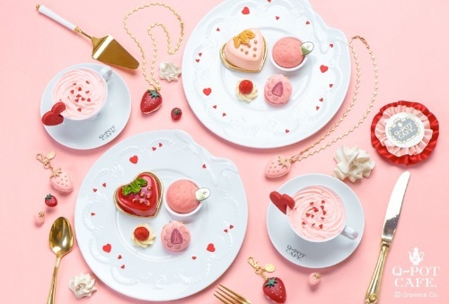 Q-pot CAFE.バレンタイン限定いちごスイーツ、“ハート型”ムース主役のプレート&パフェコピー Q-pot CAFE.バレンタイン限定いちごスイーツ、“ハート型”ムース主役のプレート&パフェコピー