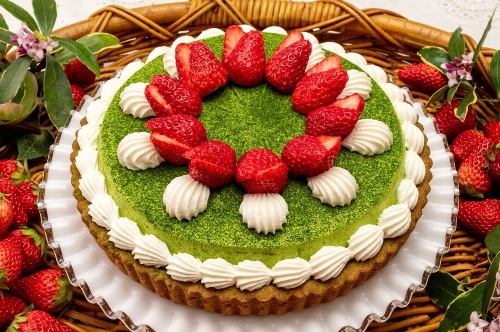キル フェ ボン“辻喜”抹茶のショートケーキタルト、抹茶わらび餅＆栗入り京都店限定タルト