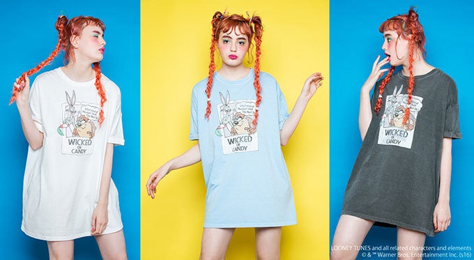キャンディストリッパーとルーニー・テューンズのコラボTシャツ発売 - ヴィンテージ感のある加工コピー